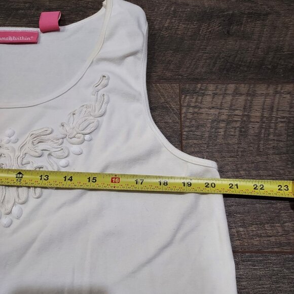 Sleeveless Summer Tank Woman Within Casual Dressy Top 1X Cotton 100% - Picture 8 of 9